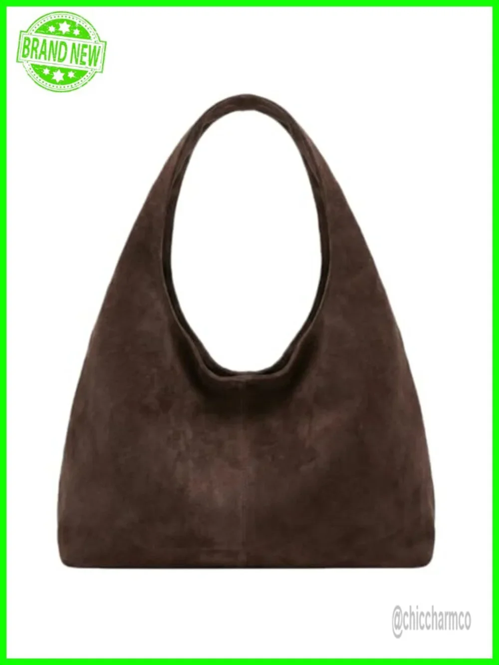 Faux Suede Slouchy Crescent Hobo Bag Underarm Purse with Magnetic Closure